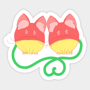 Twin Cherry Cats Sticker